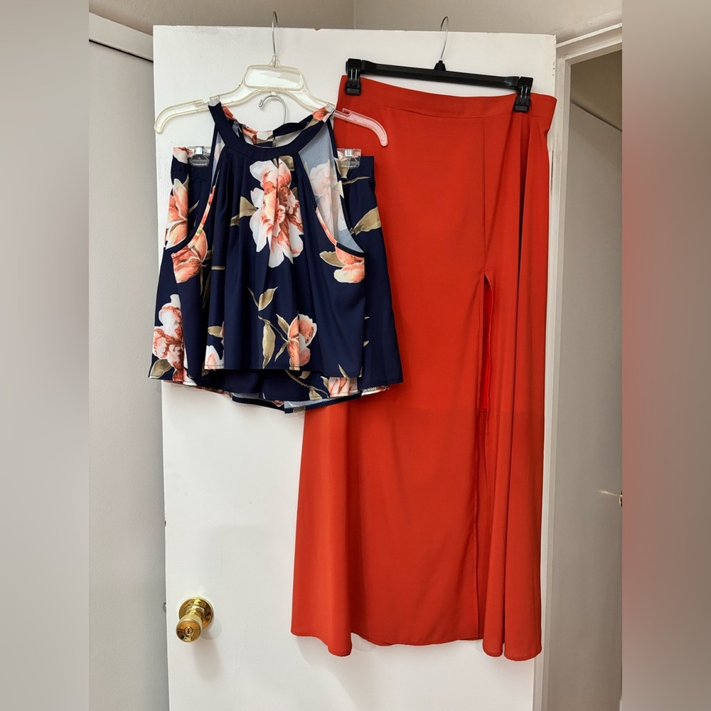 Zara Vibrant Orange Maxi Skirt